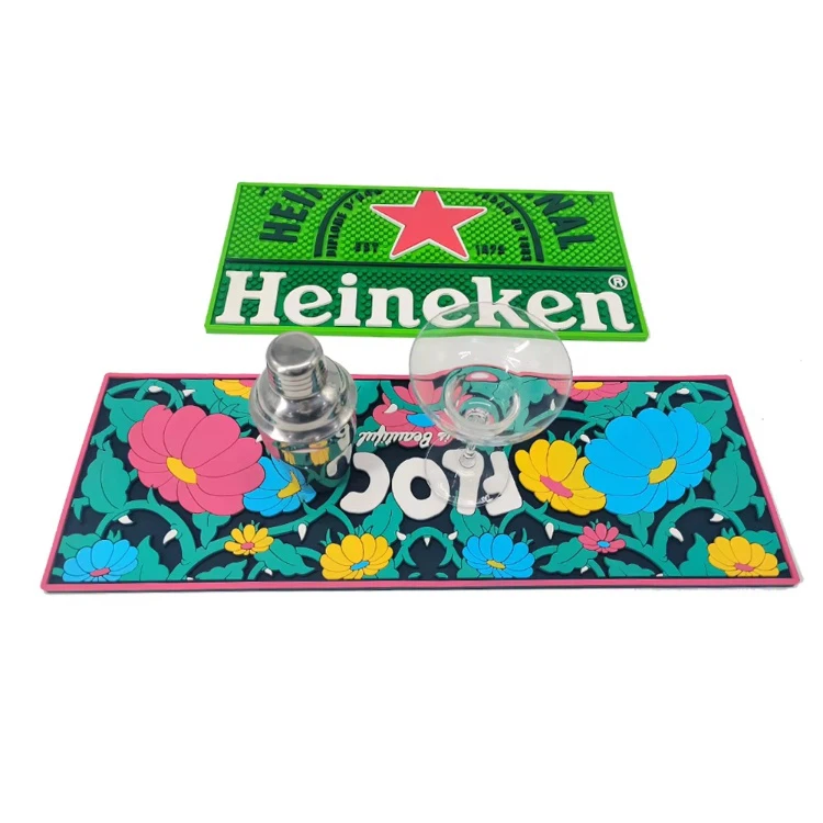 Aangepast logo zachte PVC rubberen bierbalkmatten