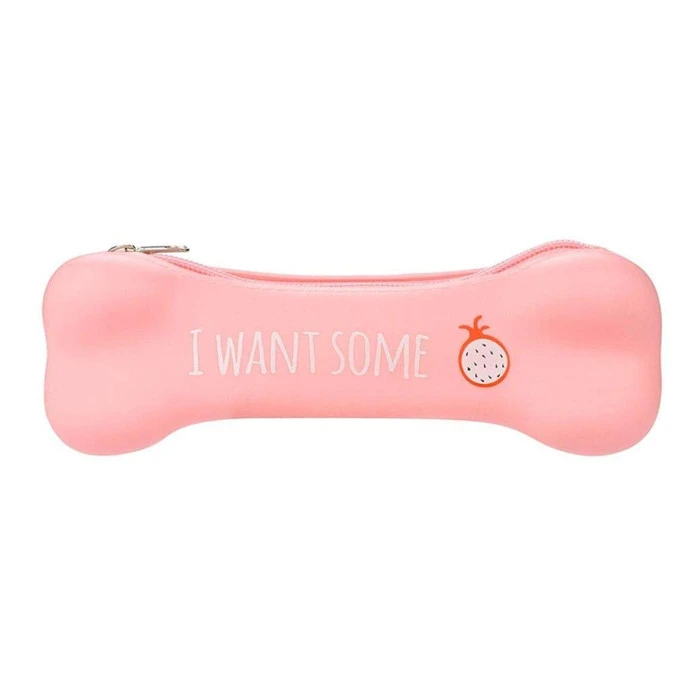 Promotional Bone Silicone Pen Bag Pencil Case