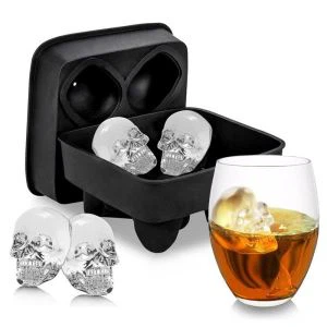 3D Skull Head Silicone Ice Cube Mold Tray Home Bar