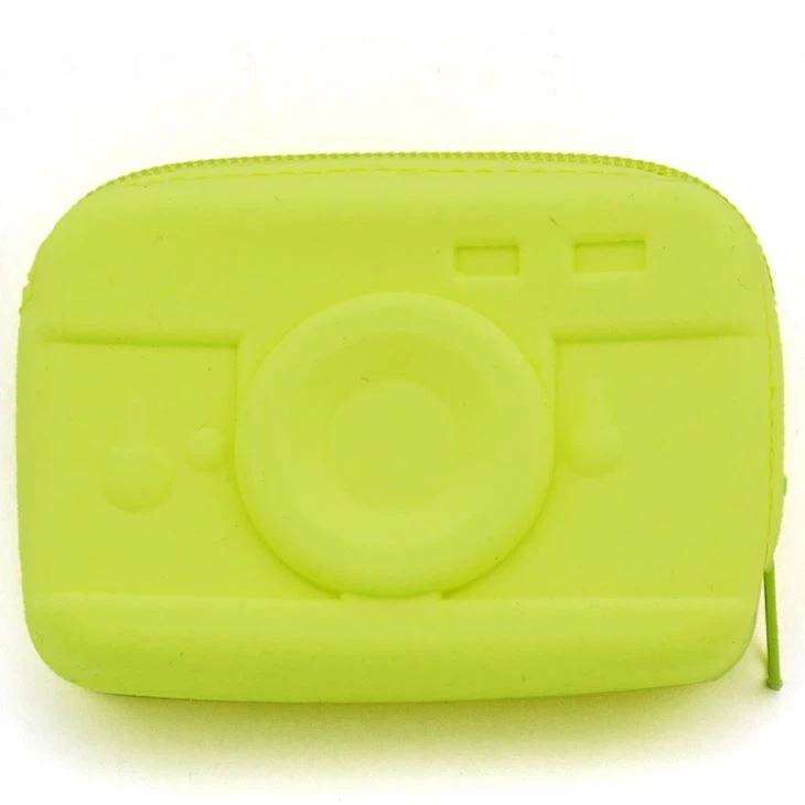 Fashionable Cute Cartoon Silicone Camera Shape Coin Purse With Zipper
