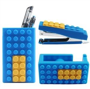 Duurzame vierkante 3D bouwstenen siliconen plastic pen houder